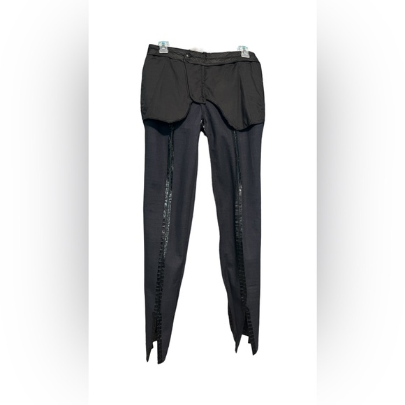 ZARA Faux Leather Crocodile Print Black Slim Straight Leg Pant w/Pockets - Picture 9 of 11